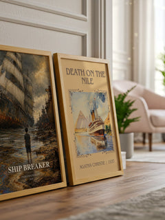 Ship breaker watercolour print framed by window – literary home decor