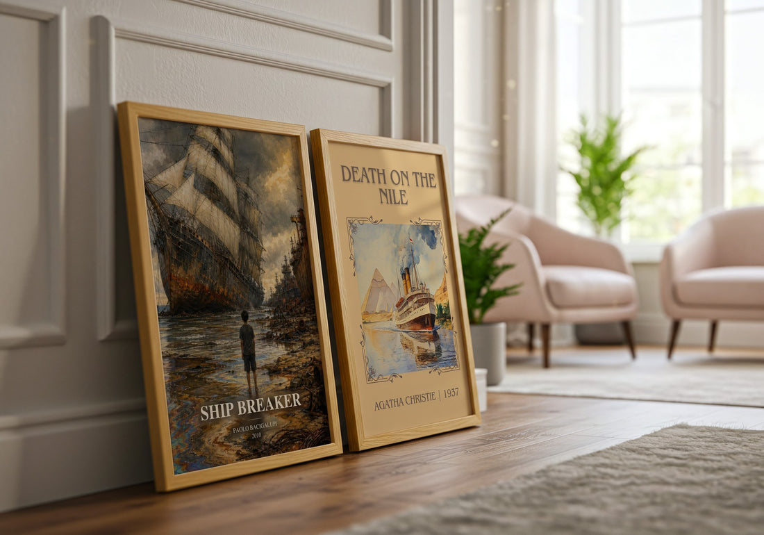 Ship breaker watercolour print framed by window – literary home decor