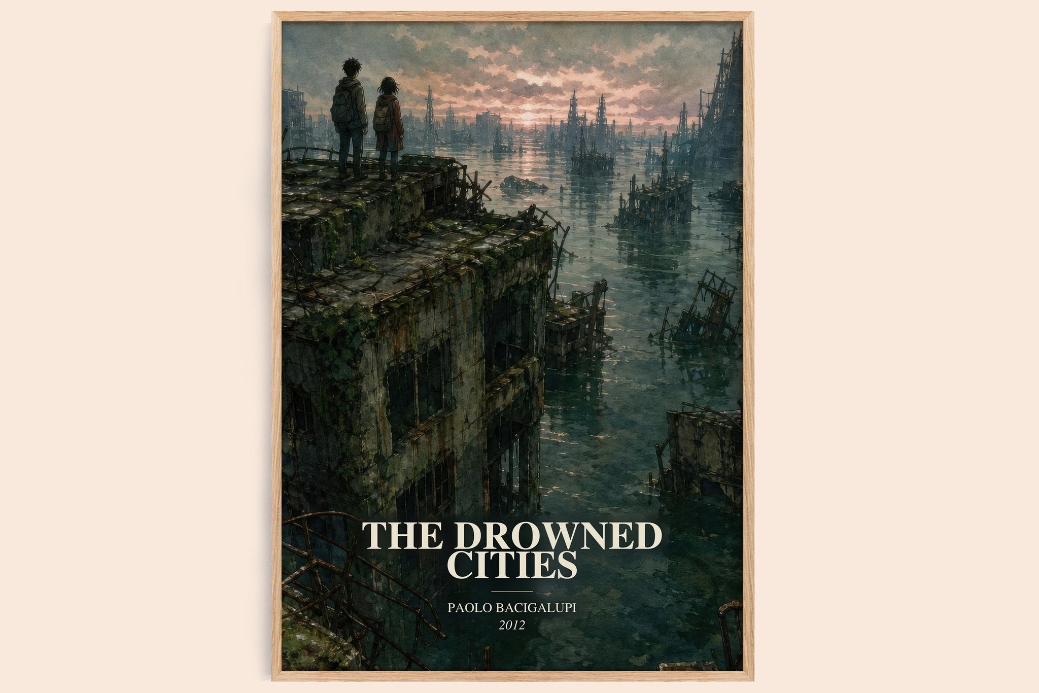 The drowned cities Book Watercolour Illustration by Paolo Bacigalupi
