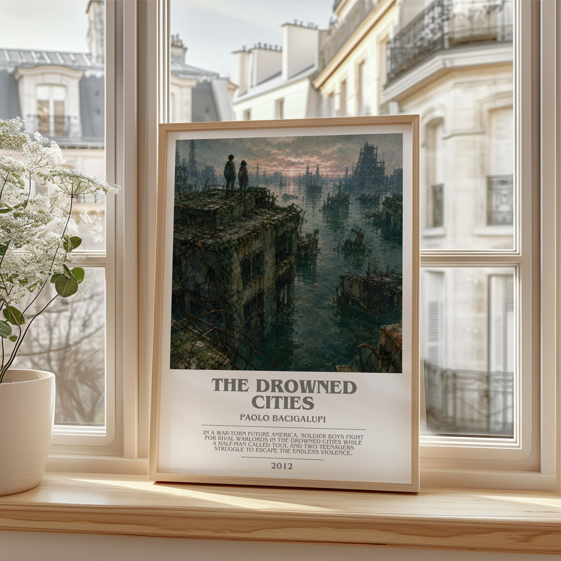 The drowned cities bookish poster colour and style options – Paolo Bacigalupi book art
