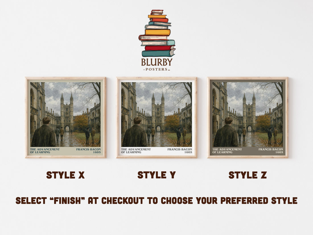 The advancement of learning literary print in frame leaning in hallway – philosophy wall art (mockup)