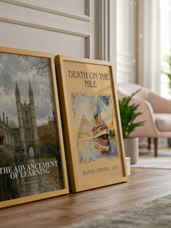 The advancement of learning watercolour print framed by window – literary home decor