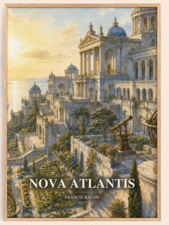 Nova Atlantis watercolour book poster by Francis Bacon – framed literary art print