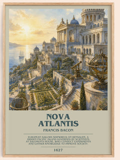 Nova Atlantis bookish book poster by Francis Bacon – framed literary art print