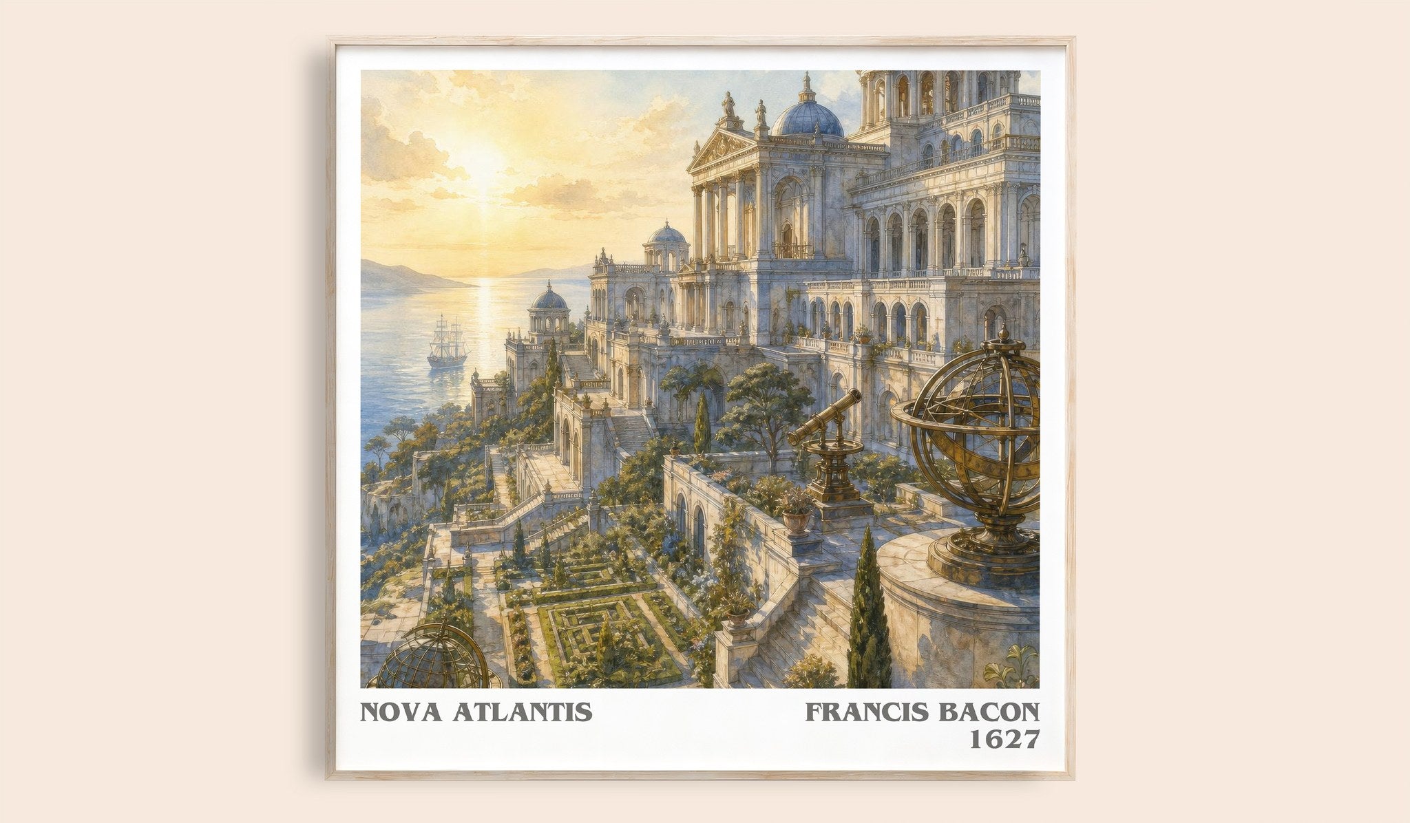 Nova Atlantis Literary Art Print by Francis Bacon
