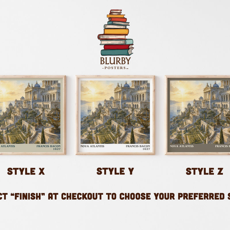 Nova Atlantis literary print in frame leaning in hallway – philosophy wall art