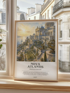 Nova Atlantis bookish poster colour and style options – Francis Bacon book art
