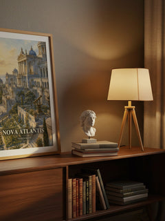 Nova Atlantis watercolour print on bookshelf – Francis Bacon fan gift