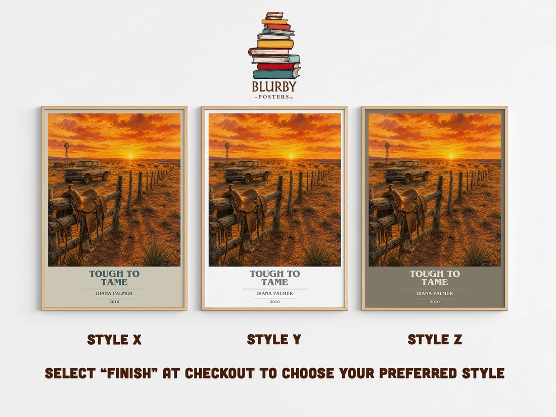 Tough to Tame book cover print in frame leaning in hallway – romance wall art (mockup)