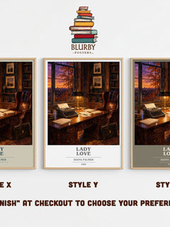 Lady Love book cover print in frame leaning in hallway – romance wall art