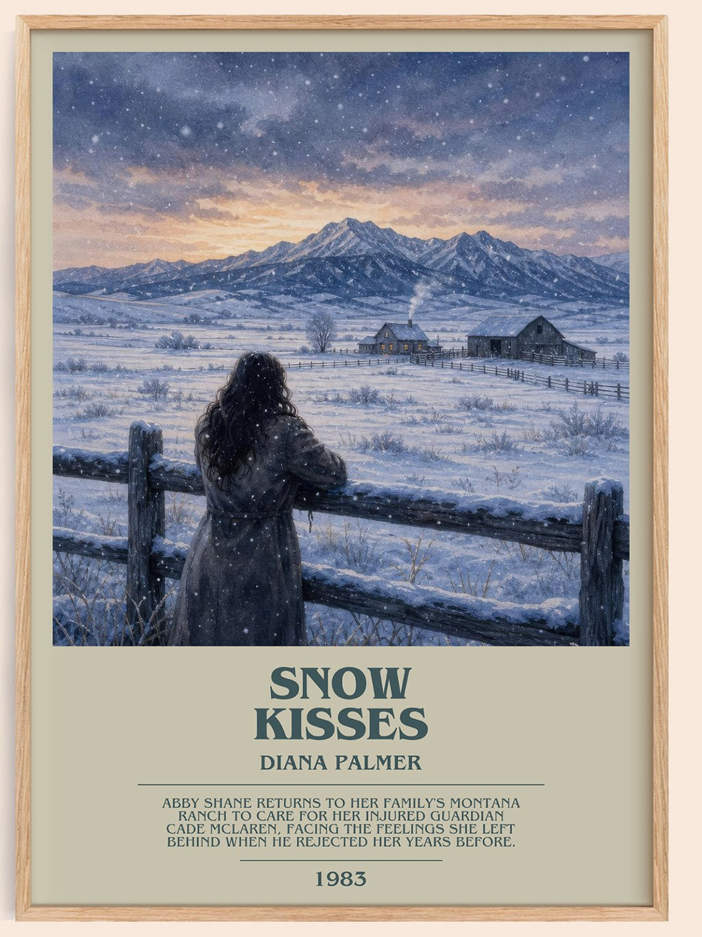 Snow Kisses bookish book poster by Diana Palmer – framed literary art print