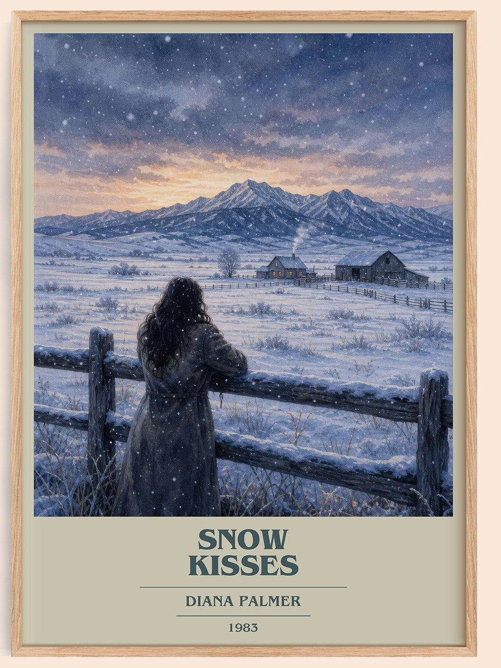 Snow Kisses book cover book poster by Diana Palmer – framed literary art print