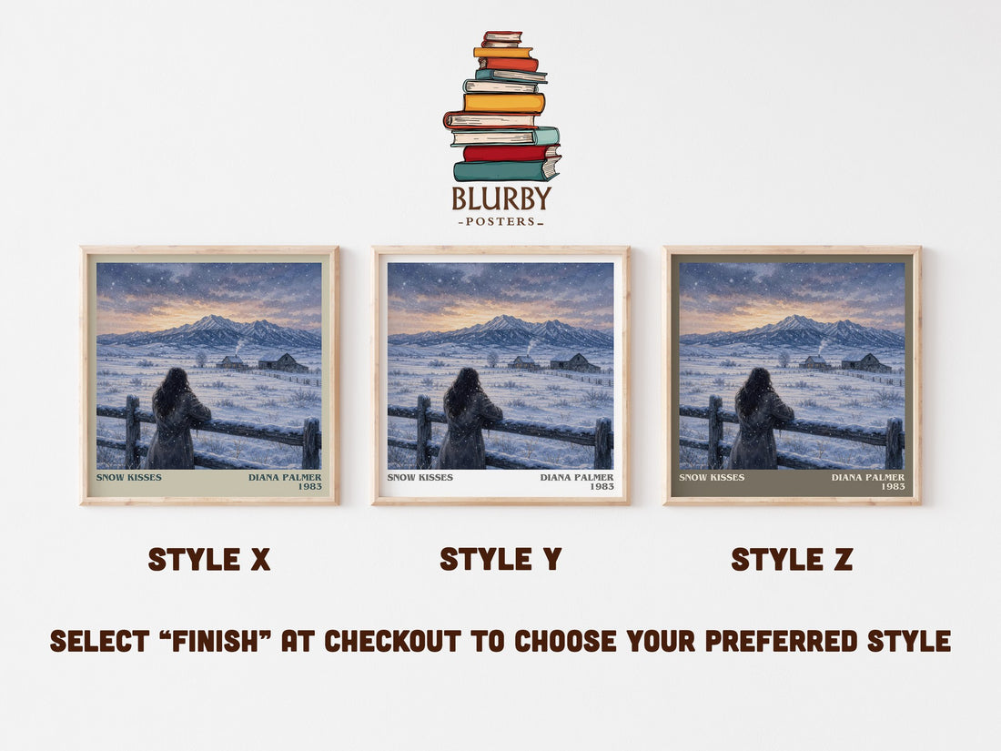 Snow Kisses literary print in frame leaning in hallway – romance wall art (mockup)