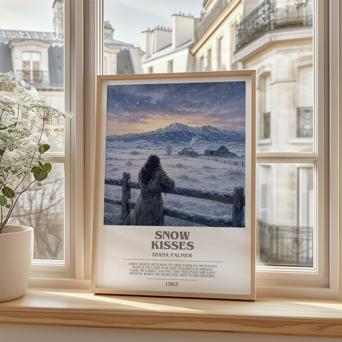 Snow Kisses bookish poster colour and style options – Diana Palmer book art