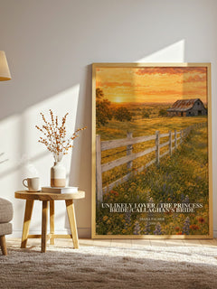 Unlikely Lover / The Princess Bride /Callaghan's Bride watercolour print in frame leaning in hallway – romance wall art