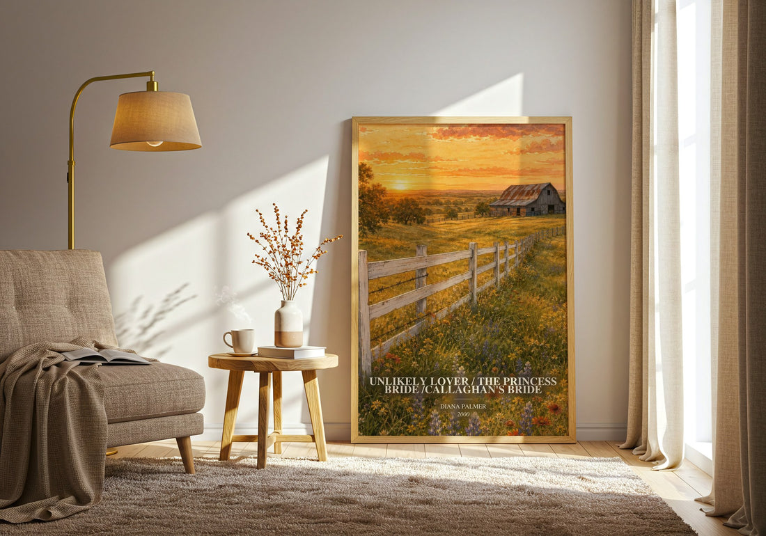 Unlikely Lover / The Princess Bride /Callaghan's Bride watercolour print in frame leaning in hallway – romance wall art