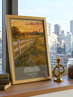 Unlikely Lover / The Princess Bride /Callaghan's Bride book cover print framed by window – literary home decor