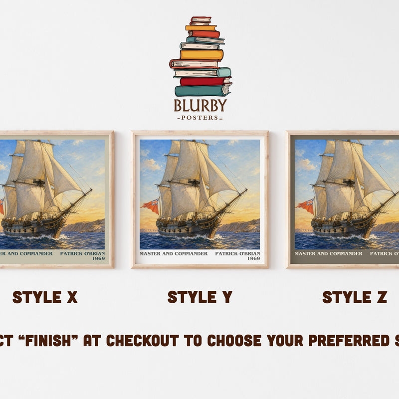 Master and Commander literary print in frame leaning in hallway – historical fiction wall art