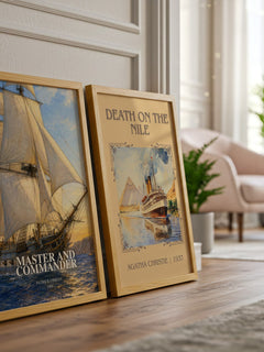 Master and Commander watercolour print framed by window – literary home decor