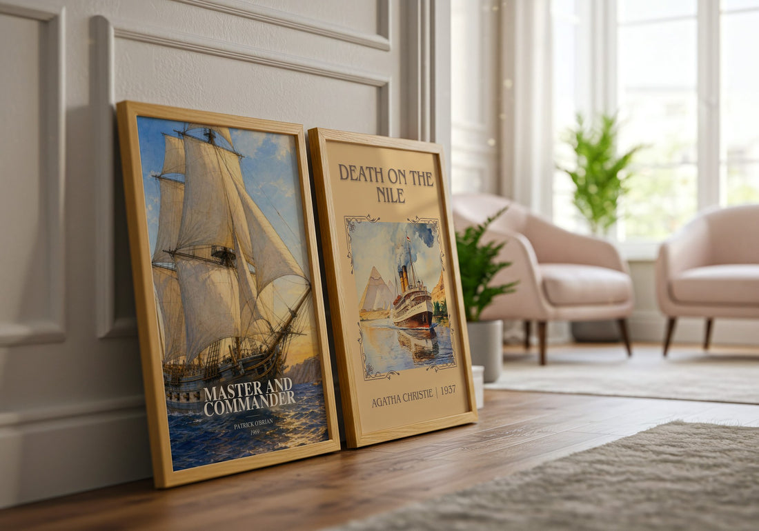 Master and Commander watercolour print framed by window – literary home decor