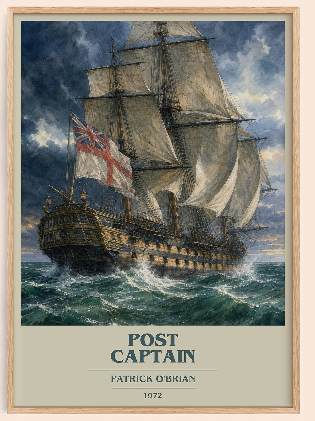 Post Captain book cover book poster by Patrick O'Brian – framed literary art print