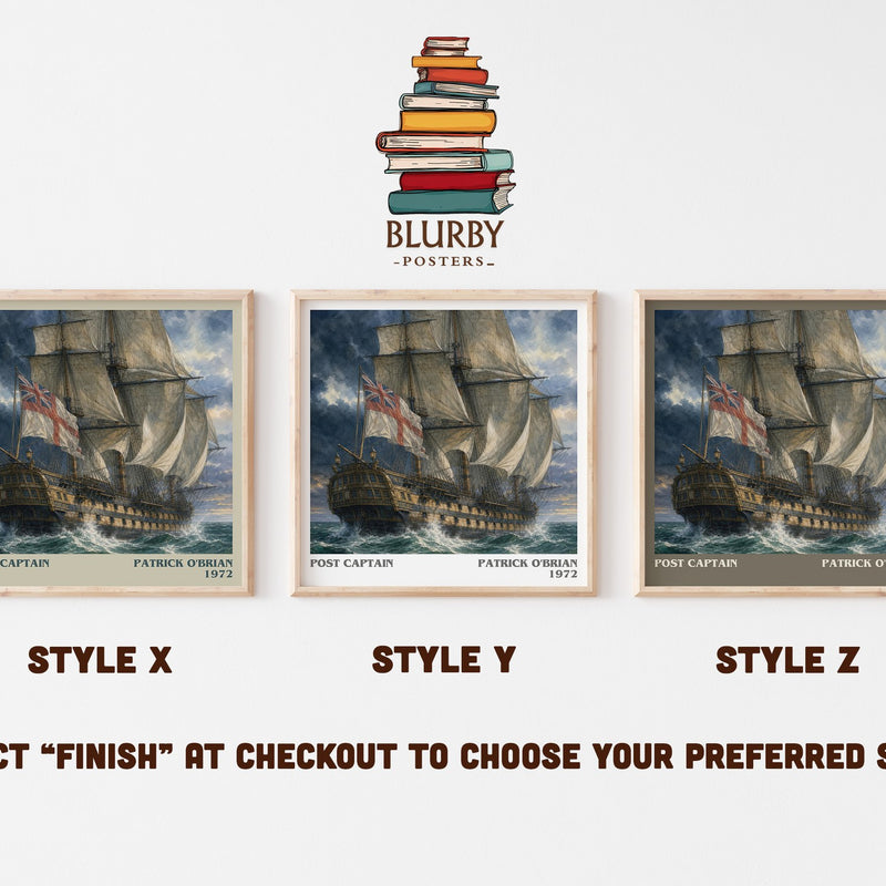 Post Captain literary print in frame leaning in hallway – historical fiction wall art