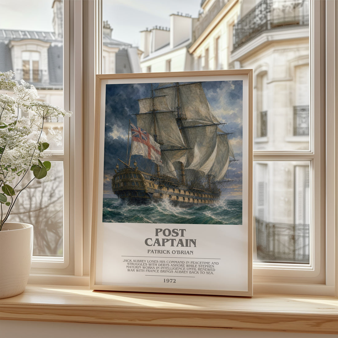 Post Captain bookish poster colour and style options – Patrick O'Brian book art