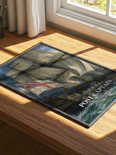 Post Captain watercolour book poster framed on wall – historical fiction wall art