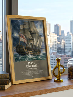 Post Captain bookish print framed by window – literary home decor