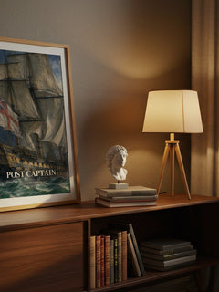 Post Captain watercolour print on bookshelf – Patrick O'Brian fan gift