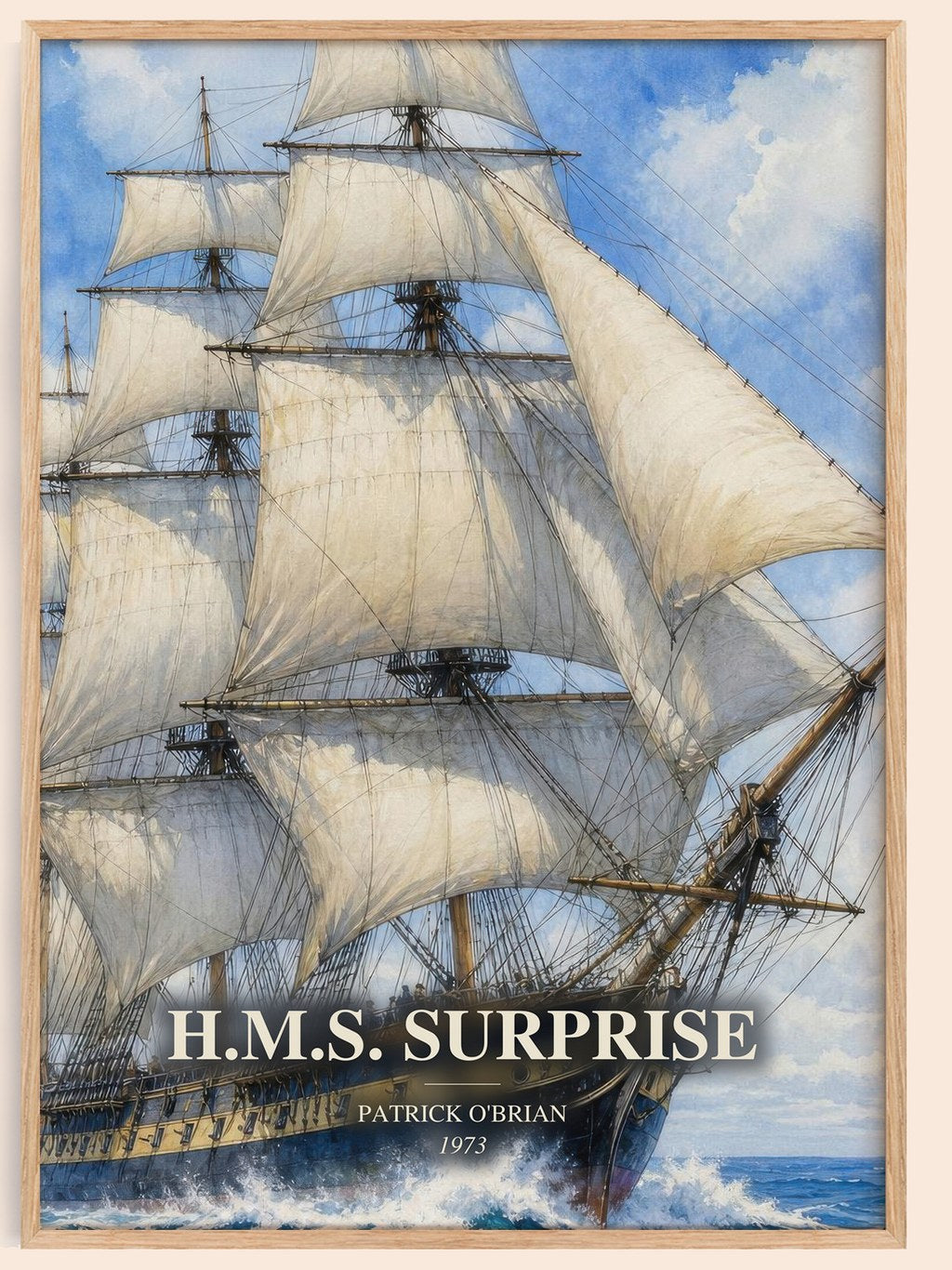 H.M.S. Surprise watercolour book poster by Patrick O'Brian – framed literary art print