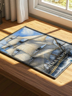H.M.S. Surprise watercolour book poster framed on wall – historical fiction wall art