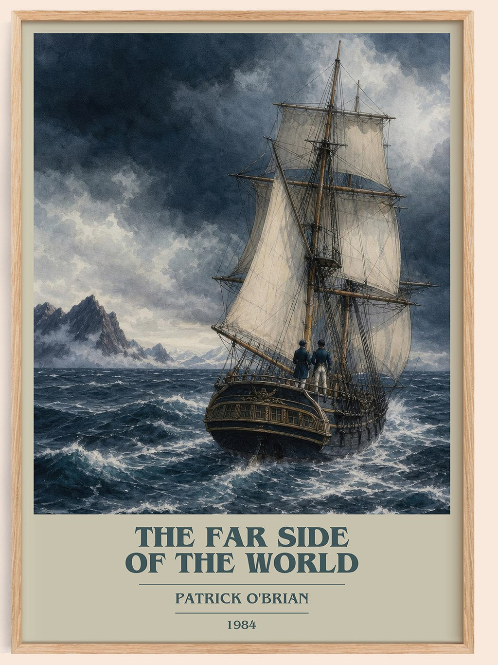 The Far Side of the World book cover book poster by Patrick O'Brian – framed literary art print