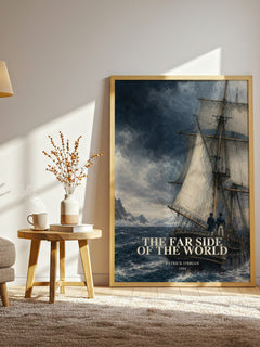 The Far Side of the World watercolour print in frame leaning in hallway – historical fiction wall art
