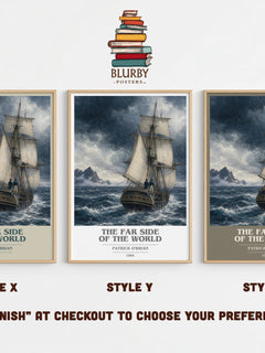 The Far Side of the World book cover print in frame leaning in hallway – historical fiction wall art