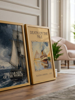 The Far Side of the World watercolour print framed by window – literary home decor