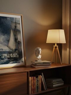 The Far Side of the World watercolour print on bookshelf – Patrick O'Brian fan gift