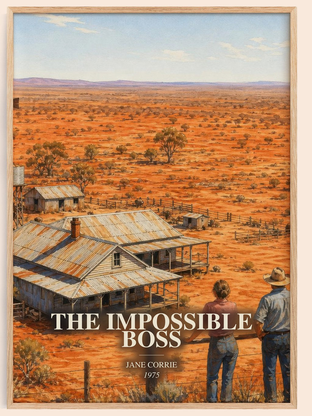 The Impossible Boss watercolour book poster by Jane Corrie – framed literary art print