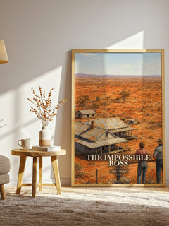 The Impossible Boss watercolour print in frame leaning in hallway – romance wall art