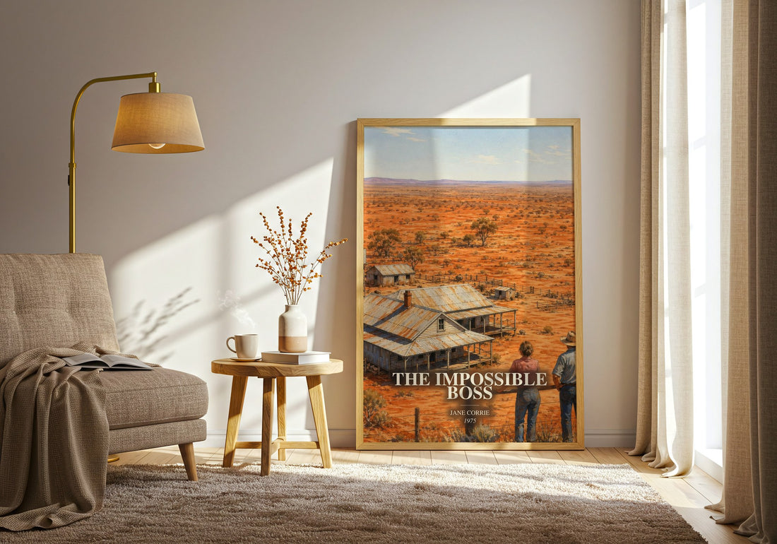 The Impossible Boss watercolour print in frame leaning in hallway – romance wall art