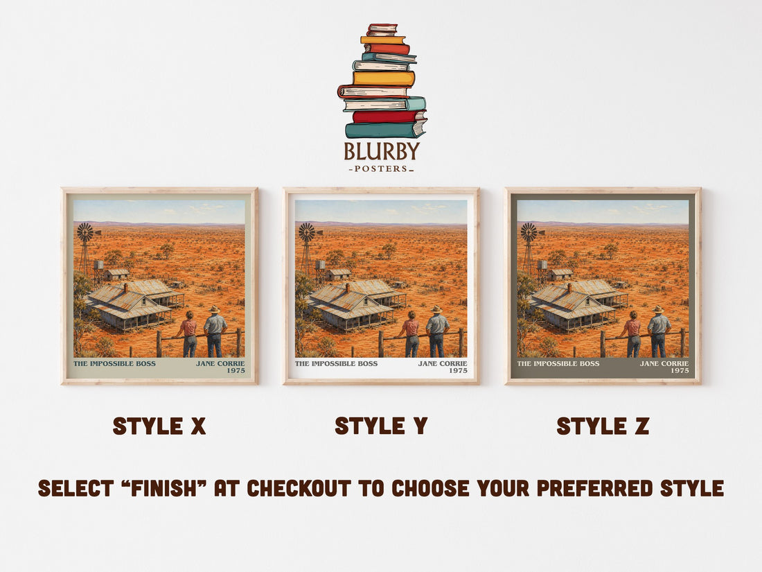 The Impossible Boss literary print in frame leaning in hallway – romance wall art (mockup)