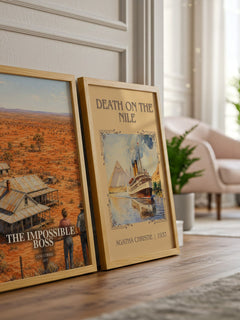 The Impossible Boss watercolour print framed by window – literary home decor
