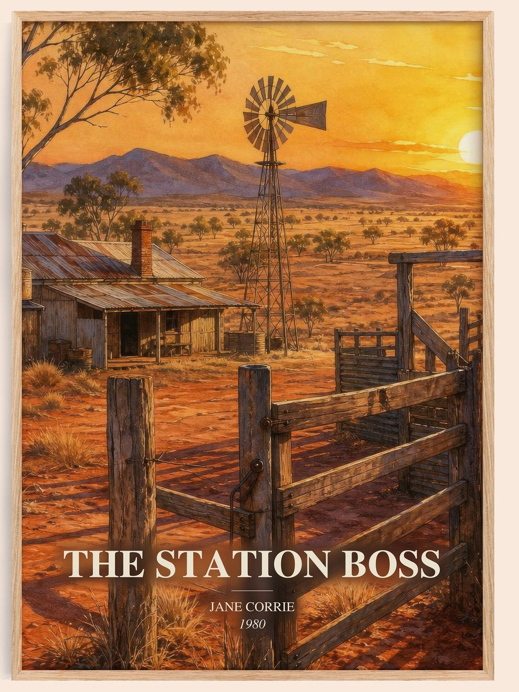 The station boss watercolour book poster by Jane Corrie – framed literary art print