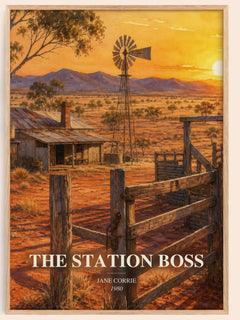 The station boss watercolour book poster by Jane Corrie – framed literary art print