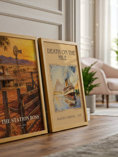 The station boss watercolour print framed by window – literary home decor