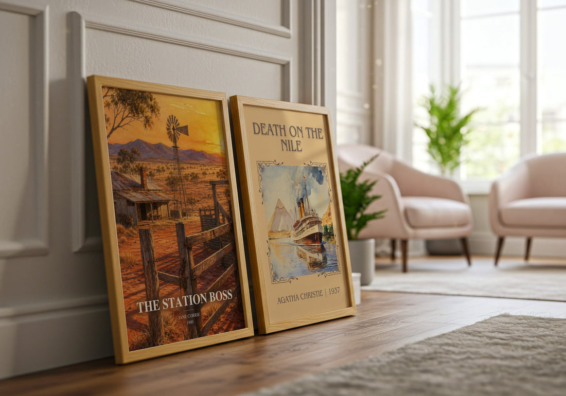 The station boss watercolour print framed by window – literary home decor