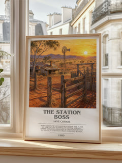 The station boss Bookish Wall Art by Jane Corrie – framed print by a bright window