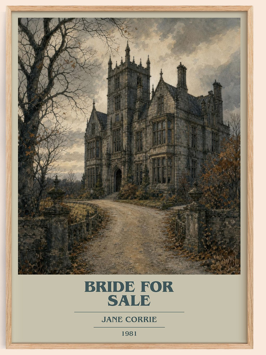 Bride For Sale book cover book poster by Jane Corrie – framed literary art print