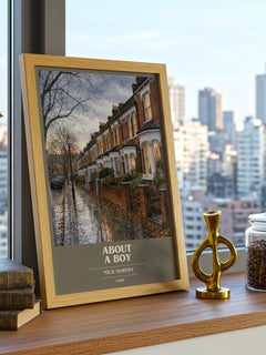 About a Boy book cover print framed by window – literary home decor