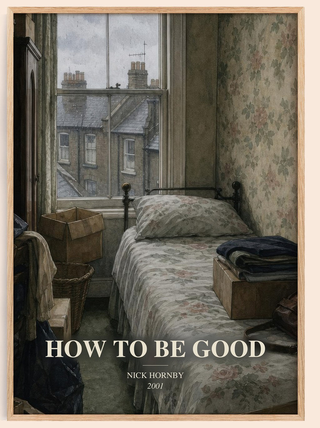 How to Be Good watercolour book poster by Nick Hornby – framed literary art print